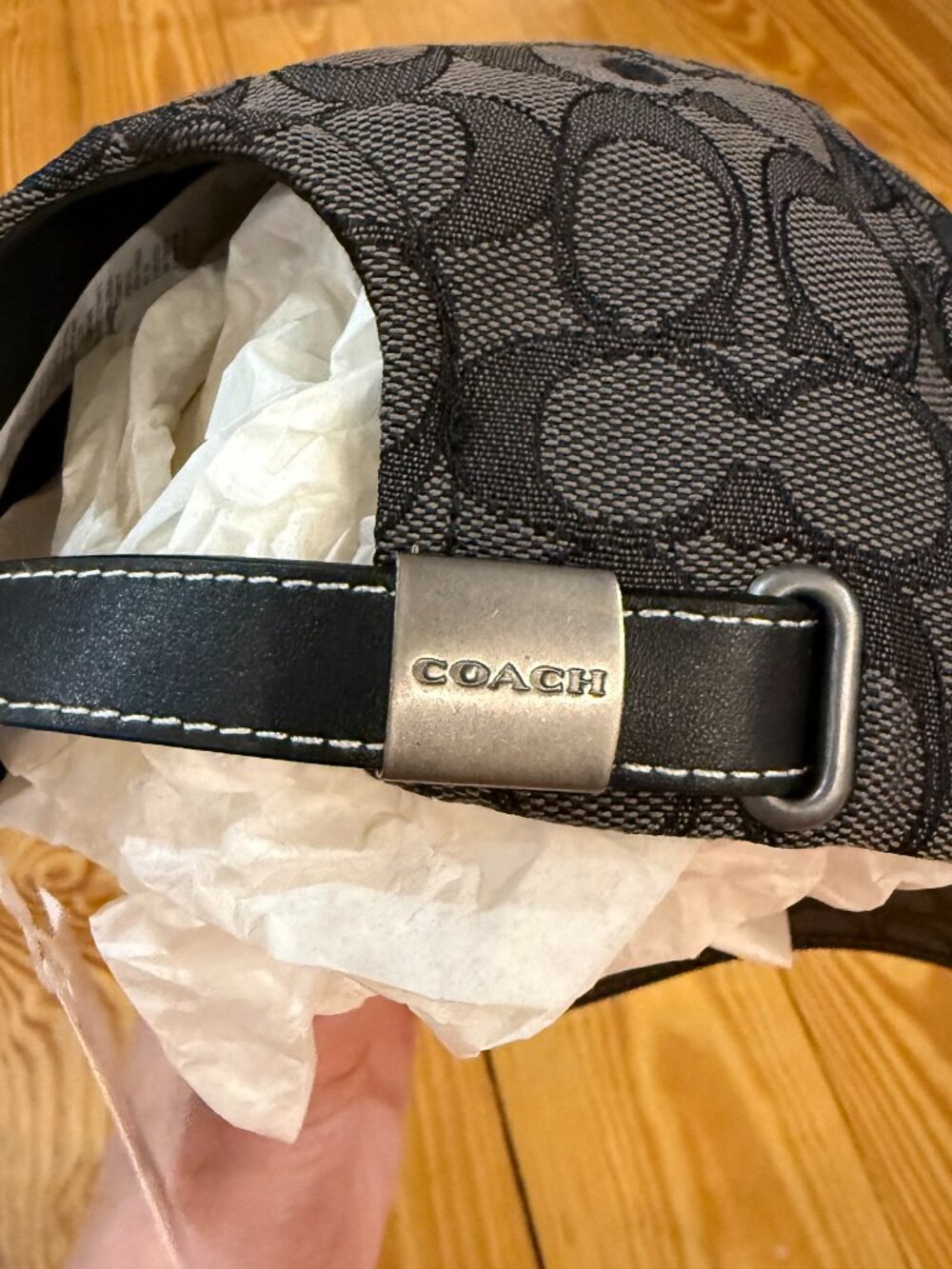 Coach Signature Jacquard Baseball Hat Charcoal - Unisex - Picture 7 of 12